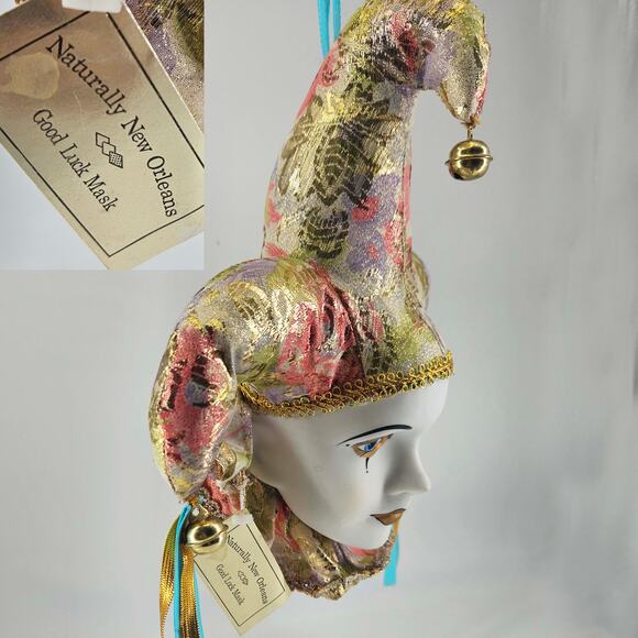 Vintage Naturally New Orleans Good Luck Wall Hanging Mask w tag - Picture 3 of 4